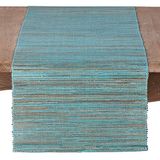 Saro Lifestyle Melaya Collection Glinsterende Geweven Nubby Tafelloper, 35 cm x137 cm, Turkoois