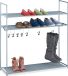 Merkloos Relaxdays schoenenrek - 3 etages - 100 cm breed - voor 12 paar - 7 laarzenklemmen - metaal - grijs