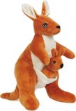 Sandy Knuffel Kangoeroe met jong - zachte pluche stof - dieren knuffels - 23 cm