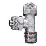 L-schroefverbinding, Riegler L-schroefverbinding, AG conisch, R 3/8, voor slang 12/10 mm, SW 17, werkdruk max. 18 bar, messing vernikkeld