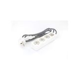 CHACON Designministekkerdoos met zwart-wit stoffen snoer, 3 x 16 A – 1,5 m