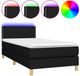 vidaXL Boxspring met matras en LED stof zwart 90x200 cm