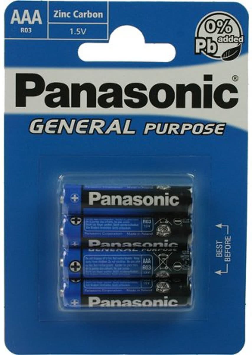 Panasonic AAA Zinc Carbon General Purpose 4 stuks