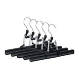 Relaxdays broekhanger metaal, set van 5, haken 360° draaibaar, sluit vast, rokhangers, klemmen met rubber, 26 cm, zwart