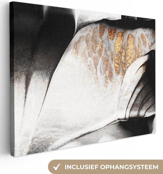 OneMillionCanvasses Canvas Schilderij 160x120 cm - Abstract Goud - Wanddecoratie