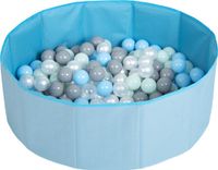 Selonis Opvouwbaar ballenbad voor kinderen met 200 plastic ballen ∅6cm - 80x23cm Ballenbad baby - Speelbad - Ballenbak kinderen rond - Kunststof ballen - Blauw: Parel Grijs Transparant Babyblauw Munt