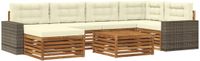 vidaXL Hoek loungeset 7-delig Acacia hout Natuurlijk en crème Inclusief tafel