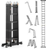 Vevor Multifunctionele Vouwladder 7-In-1 5 Treden 580cm Aluminium