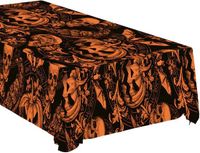 FIESTAS GUIRCA Gothic pompoen-tafelkleed, zwart en oranje, 137 x 274 cm
