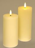 Led-kaarsenset van echte was, set van 2 met timer, elektrisch flikkerend, warmwit, decoratie, stompkaars, grote adventskaarsen, adventskrans, krans voor Valentijnsdag, geurloos, druppelloos, vlamloos