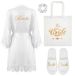 Omgoods - Ensemble cadeau de mariage avec peignoir en satin, pantoufles, sac et chouchou