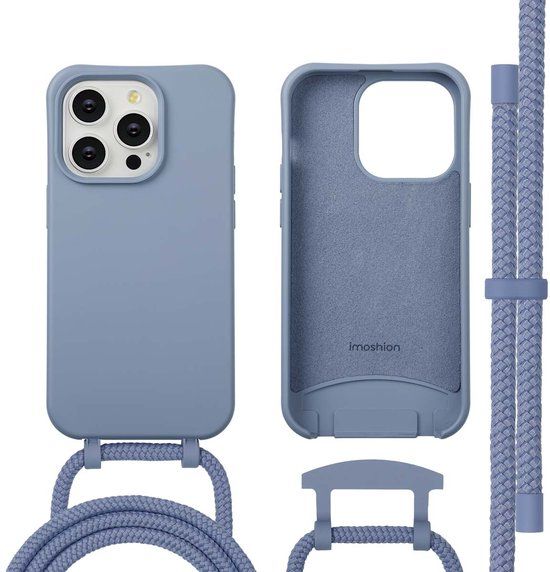 imoshion Hoesje - Geschikt voor iPhone 14 Pro - Color Backcover met afneembaar koord geschikt voor MagSafe - Ash Blue