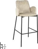 LABEL51 Joni Barkruk - Creme - Stof - Hoog - Kruk - Met Armleuning