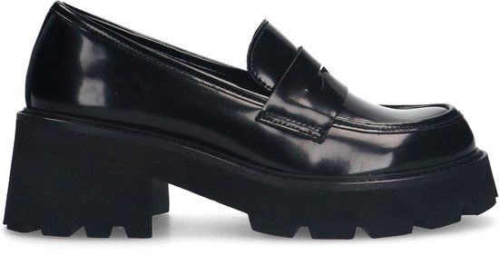 Sacha - Dames - Zwarte leren chunky loafers - Maat 40