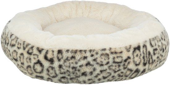 Trixie Hondenmand Leo - Soft Rond Pluche - Crème/Panterprint - 50 cm