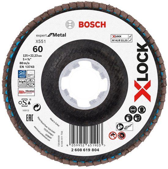 Bosch Accessoires Bosch Lamellenschijf 125mm G60 Fiber schuin X-LOCK