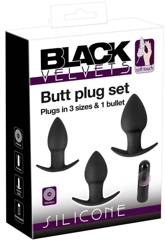 Black BV Vibrating Butt plugs in 3 s