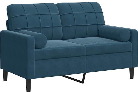vidaXL Tweezitsbank met sierkussens 120 cm fluweel blauw
