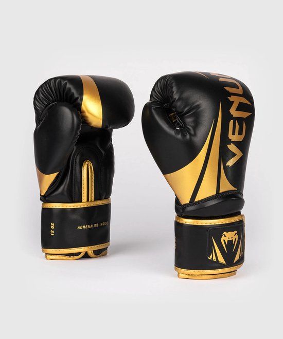 Venum Challenger 2.5 Bokshandschoenen – Zwart/Goud – 12 oz – PU Leer – Unisex Training & Sparring Gloves