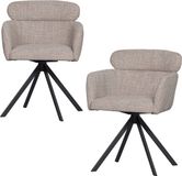WOOOD Fenne Draaibare Eetkamerstoelen - Geweven Stof - Naturel - Set van 2