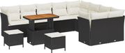vidaXL Tuinbank Set 12-delig Zwart Polyrattan