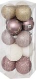 Atmosphera Kerstballen Champagne en Roze - 15 stuks - 5 cm - Kunststof