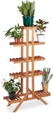 Relaxdays plantenrek voor binnen - plantentrap 5 etages - plantenstandaard - bloemenrek - honing Brown