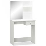 vidaXL Kaptafel met Spiegel Houtvezel Wit 75x40x141 cm