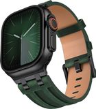 Strap-it Luxury Leather Band Vert foncé - bracelet en cuir de luxe premium - adapté pour Apple Watch (Series 12/11/10), (Ultra 4/3/2/1), (SE 3/2/1), (Series 9/8/7/6/5/4) - 44/45/46/49mm