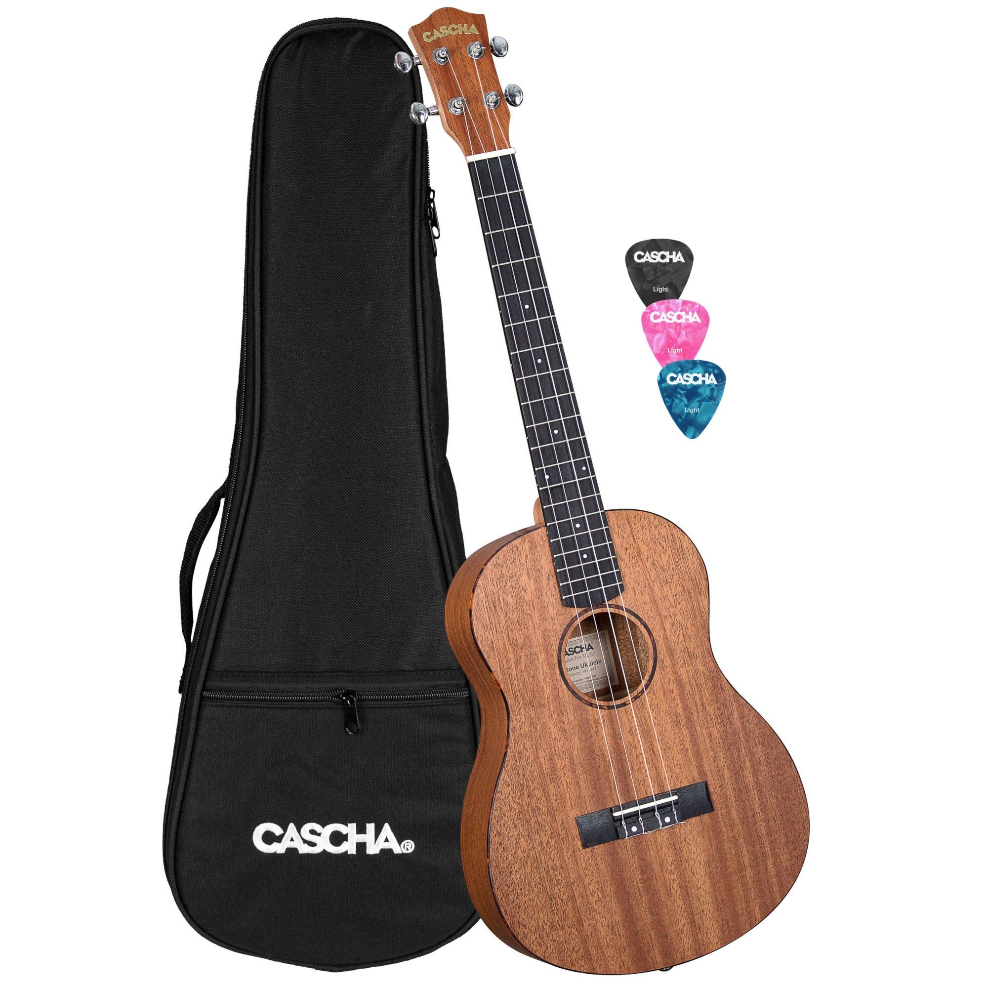 Cascha HH 2243 Baritone Ukulele - Mahonie - Met Gigbag