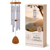 UpBlend Outdoors Windgong voor buiten, 29 inch, zilveren windgong voor buiten, harmonisch afgestemde windgong buiten, windgong voor moeder, oma, windgong voor haar
