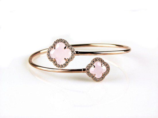 Model Toi et Moi Armband Zilver Roze Verguld Melkroze