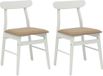 vidaXL Eetkamerstoel Massief Rubberhout Wit en Bruin 2 stuks