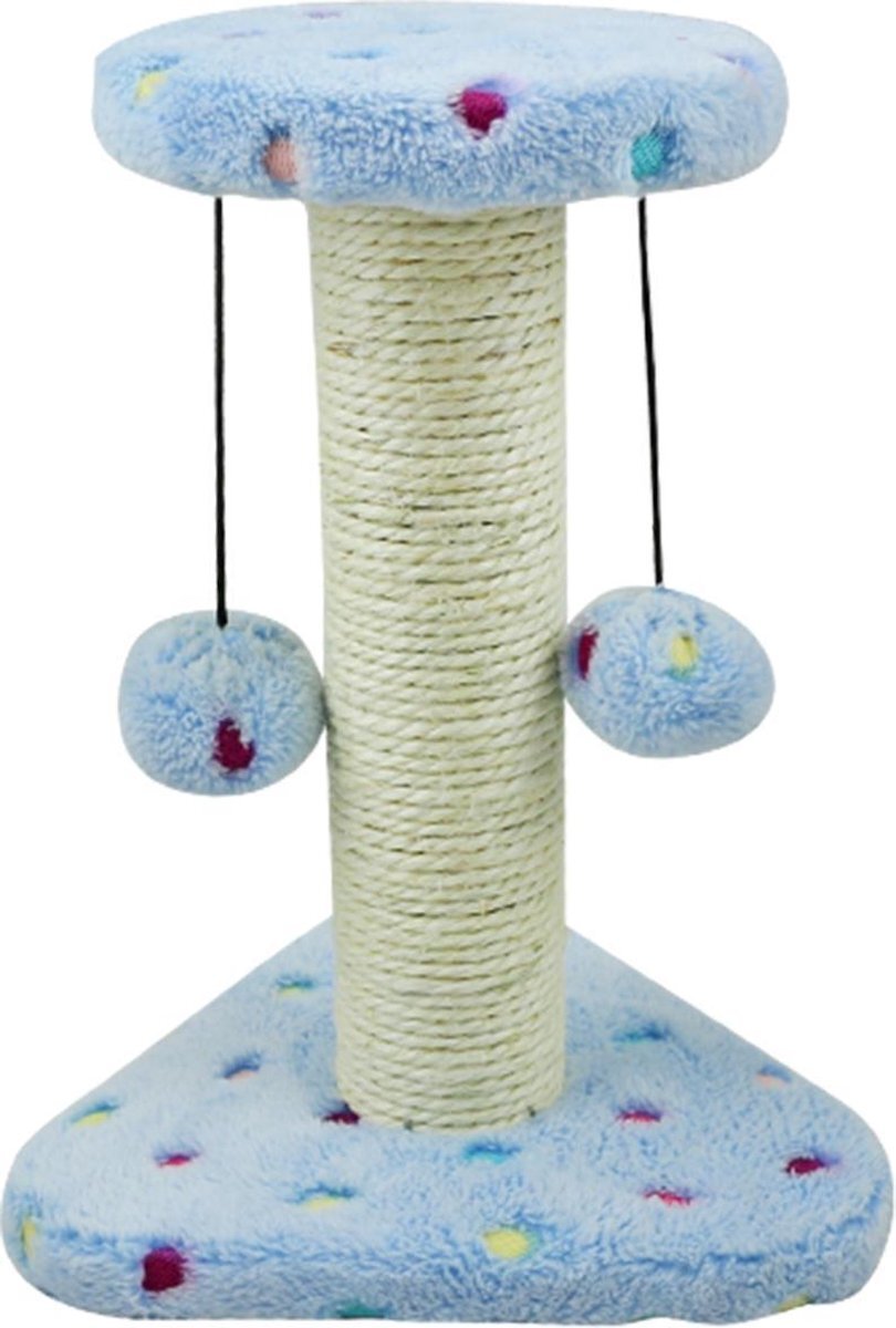 Nobleza Mini krabpaal met speeltje - Voor Kittens - Hoogte 28 cm - Blauw blauw