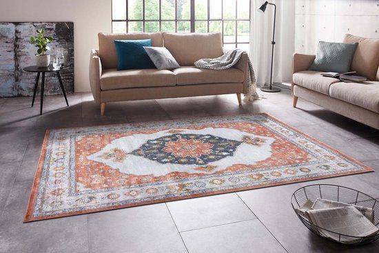 Vintage Sehura Rug - Orange/Cream - 133x195 cm