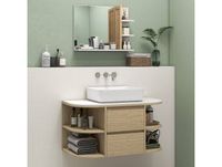 HOMCOM Meuble sous lavabo salle de bain suspendu meuble sous vasque avec tiroirs à fermeture douce et étagères, marron