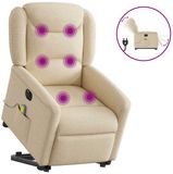 vidaXL - Sta-op-massagestoel - elektrisch - verstelbaar - stof - crèmekleurig