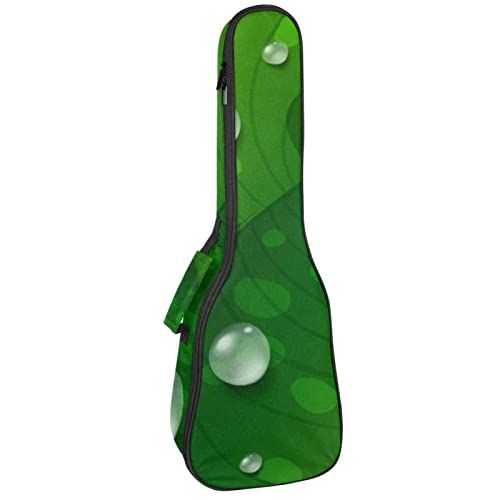 Mersov Panda Mersov Concert Ukelele Rugzak, Heavy Duty Ukulele Case Bag met Opslag, Sopraan Concert Tenor Ukelele 10MM Gewatteerde BagBlack SchapenWaterdruppels Op Groen Blad