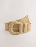Next - Dames - Brede riem met raffiamotief - Naturel