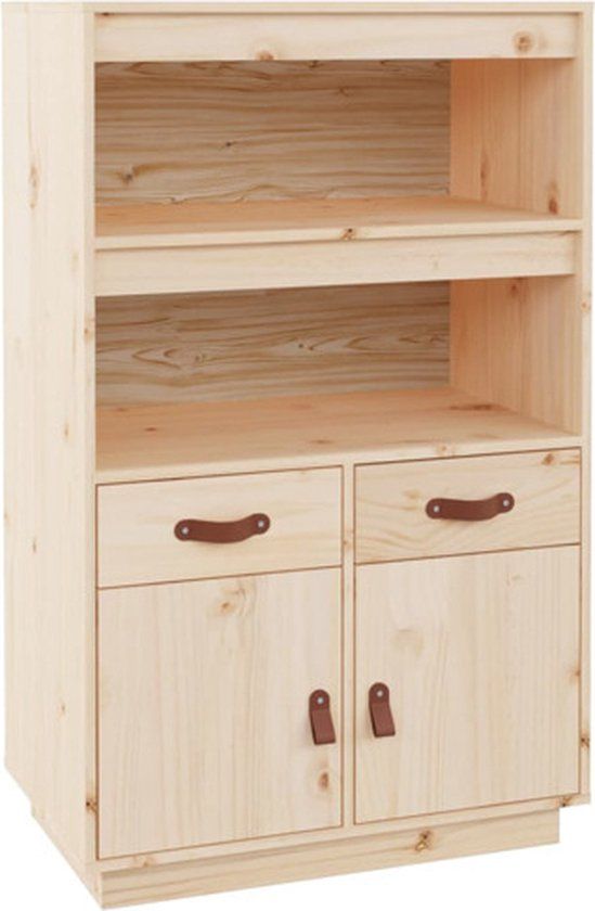 vidaXL Hoge kast 67x40x108,5 cm massief grenenhout naturel