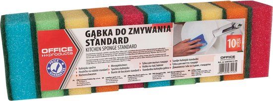 OFFICE products schuurspons | 10 stuks | 4,6 x 7,4 cm | geassorteerde kleuren