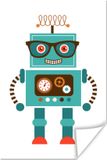 PosterMonkey Poster kinderkamer - Robot - Jongens - Blauw - 120x180 cm
