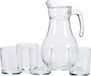 Vivalto Glazen karaf/schenkkan met deksel - 1,8 liter - met 4x drinkglazen van 400 ml