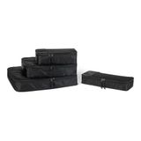 Amazon Essentials 4-delige Reisaccessoireset met Inpakkubussen, Bagageorganizer met Dubbele Ritssluiting, Mesh-bovenkant, 100% Polyester, Klein/Medium/Groot/Slank, Zwart
