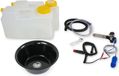 12V Mini-keuken, campingkeuken, complete set, ronde spoelbak 28 cm, donkere kleur, geschikt voor campers