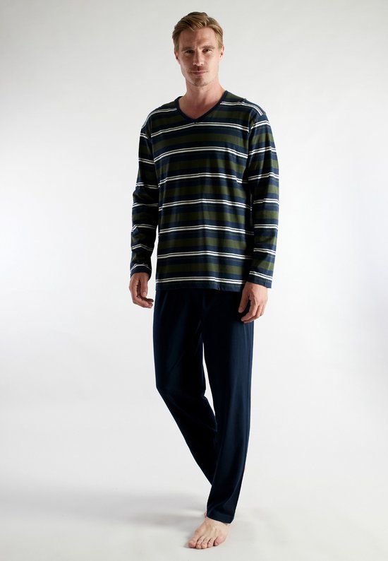 CECEBA Nevada Heren Pyjama - Blauw/groen - Gestreept - Lange mouw - 4XL