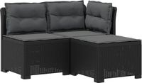 vidaXL 3-zits tuinbank met kussens in rattanlook PP Antraciet