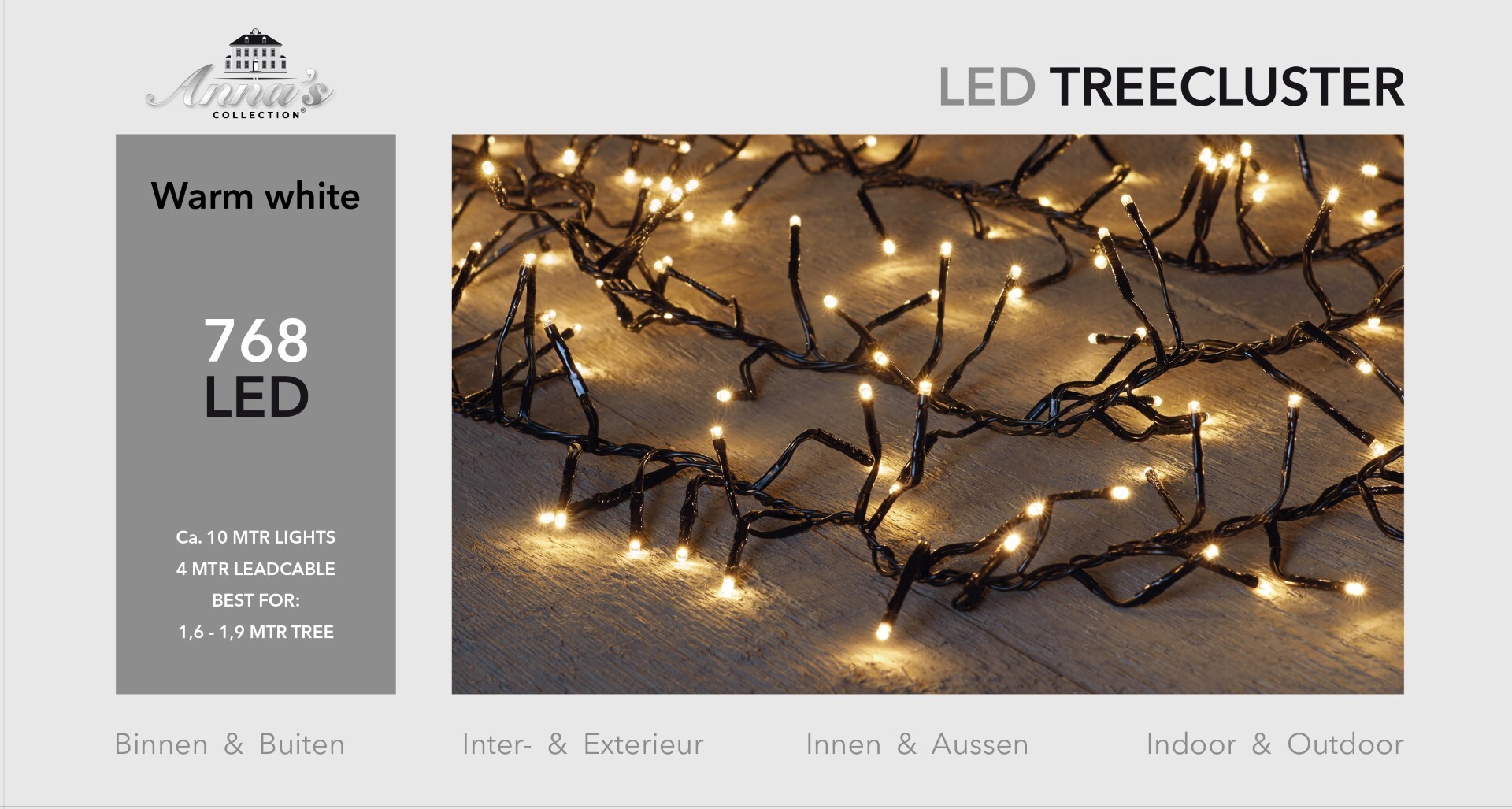 Anna's Collection 1,6-1,9m treecluster 10m/768led warm wit