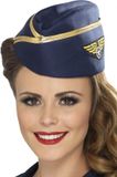 Smiffys Stewardessen verkleed hoedje - 2x stuks - blauw