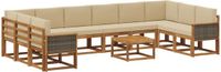 vidaXL - Bankenset - 11-delig - Natuurlijk en Beige - Massief Acacia Hout